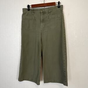 Point Sur Womens Olive Green Wide Leg Crop Size 28 Petite Cotton Modal Spandex